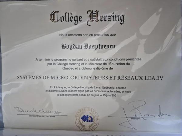 Collège Herzing — Systèmes de micro-ordinateurs et réseaux